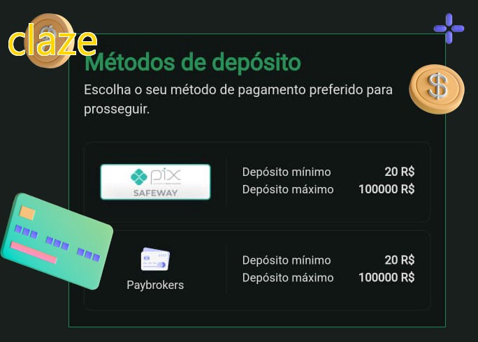 O cassino clazebet oferece uma grande variedade de métodos de pagamento